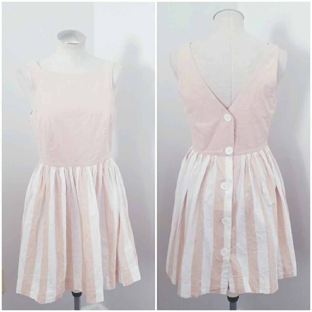 American Apparel button back pink stripe Dress
